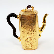 Load image into Gallery viewer, 24 K Gold Plated Pure Silver Teapot Bamboo Rock 180 ml