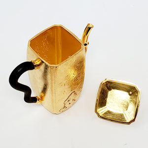 24 K Gold Plated Pure Silver Teapot Bamboo Rock 180 ml