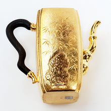 Load image into Gallery viewer, 24 K Gold Plated Pure Silver Teapot Bamboo Rock 180 ml
