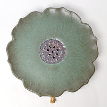 Load image into Gallery viewer, Tea Boat Tray Green Lotus Flower Ceramic