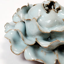 Load image into Gallery viewer, Celadon Porcelain Incense Burner - Peony Flower Blue Brown Large