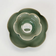 Load image into Gallery viewer, Teacup Saucer Set - Olive Green Celadon Porcelain