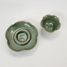 Load image into Gallery viewer, Teacup Saucer Set - Olive Green Celadon Porcelain