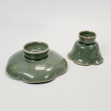 Load image into Gallery viewer, Teacup Saucer Set - Olive Green Celadon Porcelain
