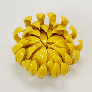Yellow Glaze Porcelain Incense Burner - Chrysanthemum Flower