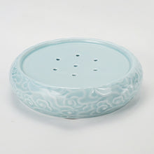 Load image into Gallery viewer, Tea Boat Tray Light Blue Auspicious Cloud Porcelain