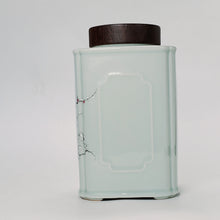 Load image into Gallery viewer, Tea Jar - Rectangular Shape Light Blue Celadon Prunus Flower