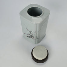 Load image into Gallery viewer, Tea Jar - Rectangular Shape Light Blue Celadon Prunus Flower