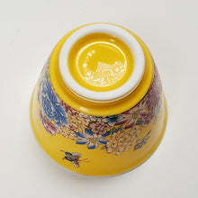 Load image into Gallery viewer, Teacup Silver Lined Yellow Flowers 60 ml