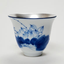 Load image into Gallery viewer, Teacup Silver Lined Blue and White Lotus