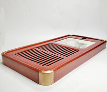 Load image into Gallery viewer, Tea Boat Tray Rectangular Marble Huang Hua Li Hardwood