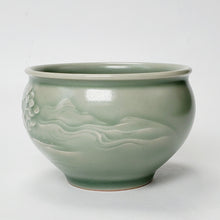 Load image into Gallery viewer, Teacup Porcelain- Long Quan Kiln Celadon Mountain Theme 130 ml