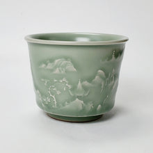 Load image into Gallery viewer, Teacup Porcelain- Long Quan Kiln Celadon Mountain Forest 120 ml