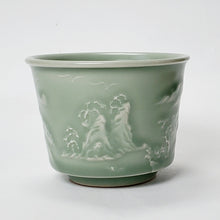 Load image into Gallery viewer, Teacup Porcelain- Long Quan Kiln Celadon Mountain Forest 120 ml