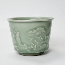 Load image into Gallery viewer, Teacup Porcelain- Long Quan Kiln Celadon Mountain Forest 120 ml