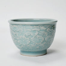 Load image into Gallery viewer, Teacup Porcelain- Long Quan Kiln Celadon Hundred Flowers 100 ml
