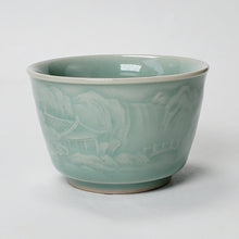 Load image into Gallery viewer, Teacup Porcelain- Long Quan Kiln Celadon Mountain Theme 65 ml