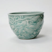 Load image into Gallery viewer, Teacup Porcelain - Celadon Dragon Hand Carved 150 ml
