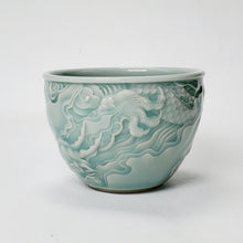 Load image into Gallery viewer, Teacup Porcelain - Celadon Dragon Hand Carved 150 ml