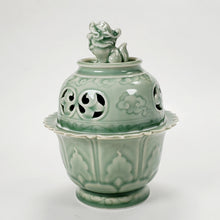 Load image into Gallery viewer, Green Celadon Porcelain Foo Dog Incense Burner