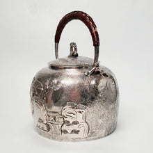 Load image into Gallery viewer, Pure Silver Tea-Water Kettle - Village Theme 1000 ml