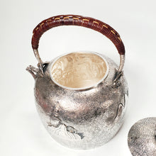 Load image into Gallery viewer, Pure Silver Tea-Water Kettle - Village Theme 1000 ml