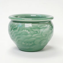 Load image into Gallery viewer, Teacup Porcelain - Green Celadon Dragon Hand Carved 130 ml