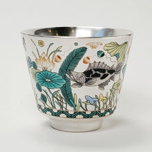 Load image into Gallery viewer, Teacup Silver Lined - Lotus And Fish 60 ml