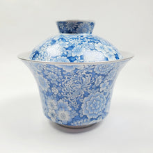 Load image into Gallery viewer, Gaiwan - Pure Silver Lined Blue and White Hundred Flowers Pattern 2 pcs 150 ml