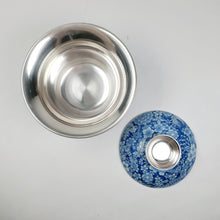 Load image into Gallery viewer, Gaiwan - Pure Silver Lined Blue and White Hundred Flowers Pattern 2 pcs 150 ml