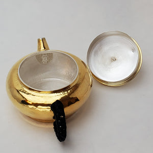 24 K Gold Plated Pure Silver Teapot - Bian Deng (Short Lantern) 120 ml
