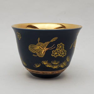 Gold 24k Lined Blue Butterfly Teacup