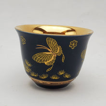 Load image into Gallery viewer, Gold 24k Lined Blue Butterfly Teacup
