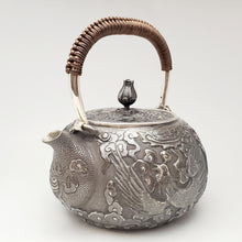 Load image into Gallery viewer, Pure Silver Tea Water Kettle - Dragon and Phoenix 1000 ml