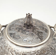 Load image into Gallery viewer, Pure Silver Tea Water Kettle - Dragon and Phoenix 1000 ml