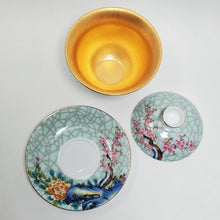Load image into Gallery viewer, Gaiwan -  Pure Gold Lined Flowers Porcelain 180 ml