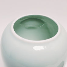 Load image into Gallery viewer, Banana Leaf Garden Window Light Celadon Tea Jar sm