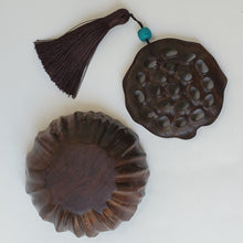 Load image into Gallery viewer, Black Sandalwood Hard Wood Coil Incense Burner Lotus Pot small