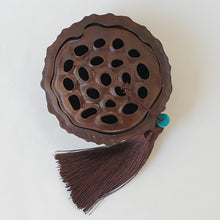 Load image into Gallery viewer, Black Sandalwood Hard Wood Coil Incense Burner Lotus Pot large
