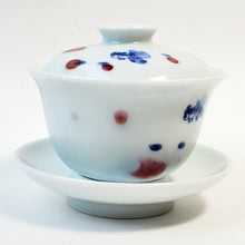 Load image into Gallery viewer, Gaiwan - Blue and White Red Under Glaze Goldfishs 130 ml
