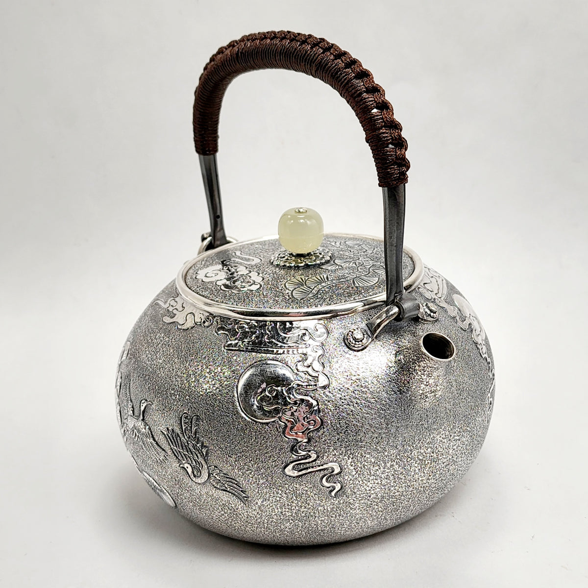 Handmade Teapot Pure 999 Silver 100ml 120gr Japanese Style Herbal Water Pot  Kettle Electric Stove Safe THETASTESTYLE S0051 