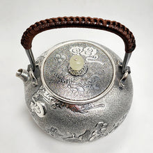 Load image into Gallery viewer, Pure Silver Tea-Water Kettle - Pine and Crane 800 ml