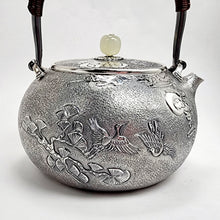 Load image into Gallery viewer, Pure Silver Tea-Water Kettle - Pine and Crane 800 ml