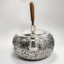 Load image into Gallery viewer, Pure Silver Tea Water Kettle - Deer and Crane 1250 ml