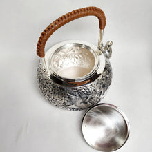 Load image into Gallery viewer, Pure Silver Tea Water Kettle - Deer and Crane 1250 ml