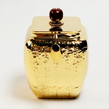 Load image into Gallery viewer, 24 K Gold Plated Pure Silver Teapot Lotus Heart Sutra #1 100 ml