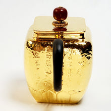 Load image into Gallery viewer, 24 K Gold Plated Pure Silver Teapot Lotus Heart Sutra #1 100 ml