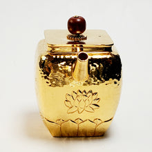 Load image into Gallery viewer, 24 K Gold Plated Pure Silver Teapot Lotus Heart Sutra #2 100 ml