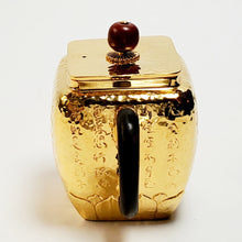 Load image into Gallery viewer, 24 K Gold Plated Pure Silver Teapot Lotus Heart Sutra #2 100 ml
