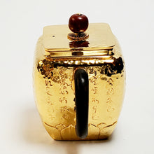 Load image into Gallery viewer, 24 K Gold Plated Pure Silver Teapot Lotus Heart Sutra #2 100 ml
